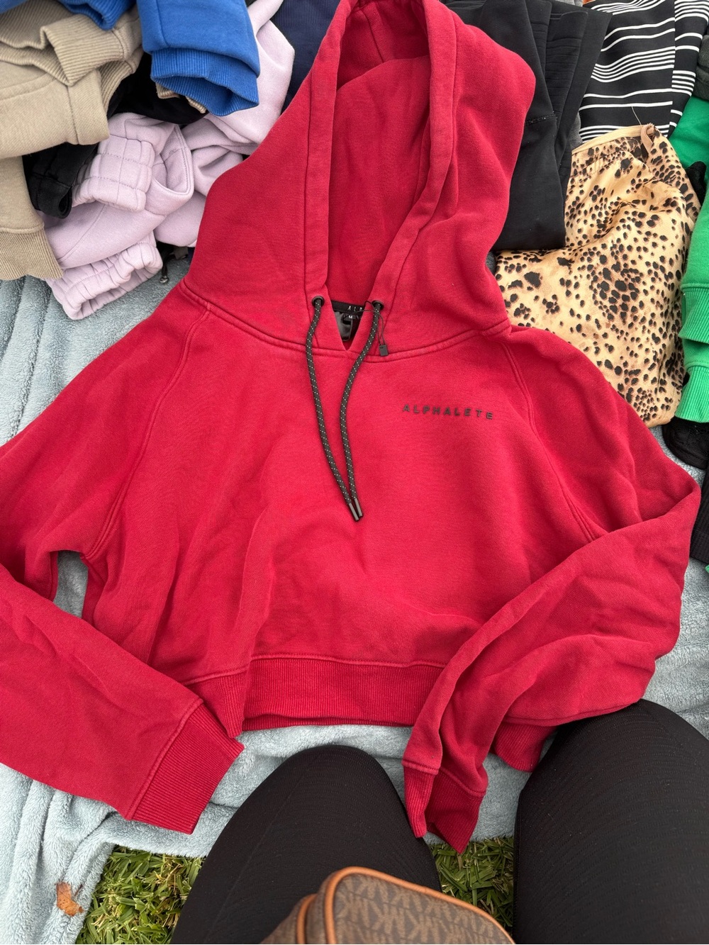 Alphalete Red Cropped Hooded Sweatshirt - Women's Pullover